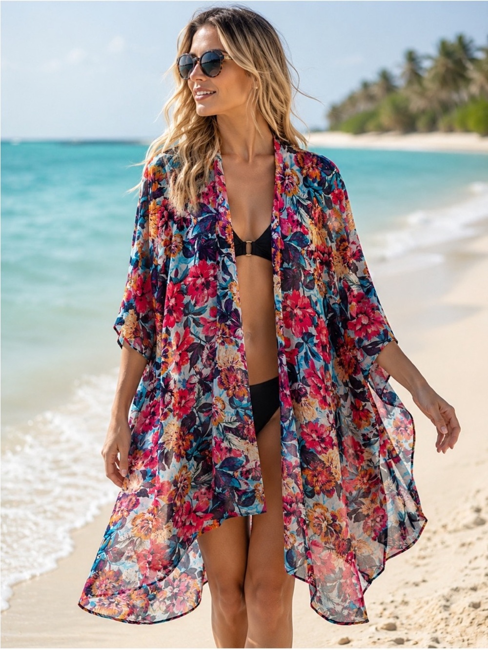 Body Glove Floral Sheer Beach Kimono
Cover-Up - Multicolor one size